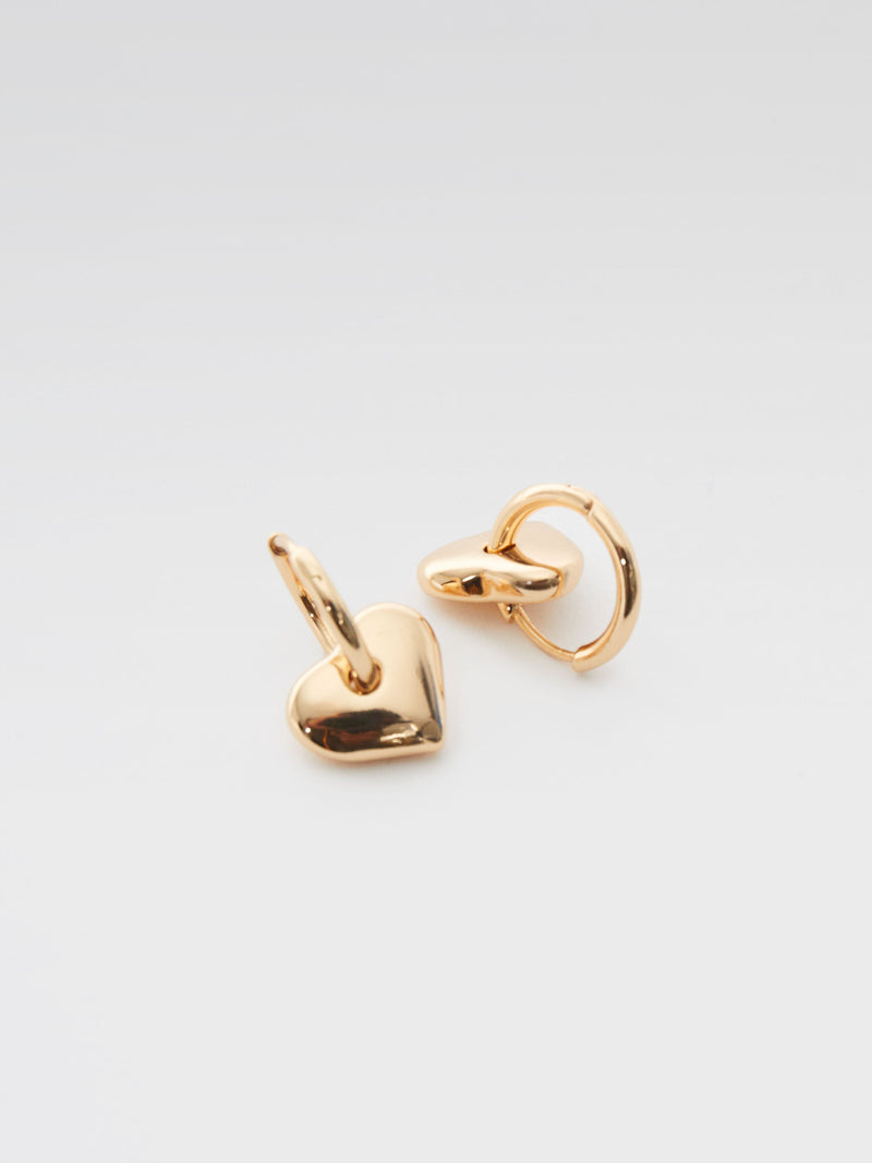 French Connection Heart Huggie Hoop Earrings Gold