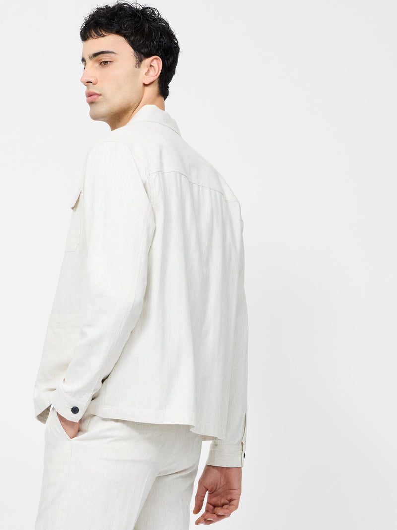 French Connection Herringbone Chore Jacket Stone