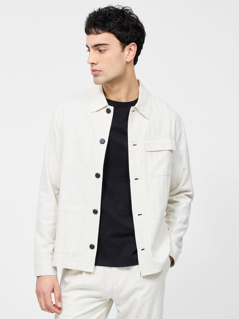 french connection Herringbone Chore Jacket Stone