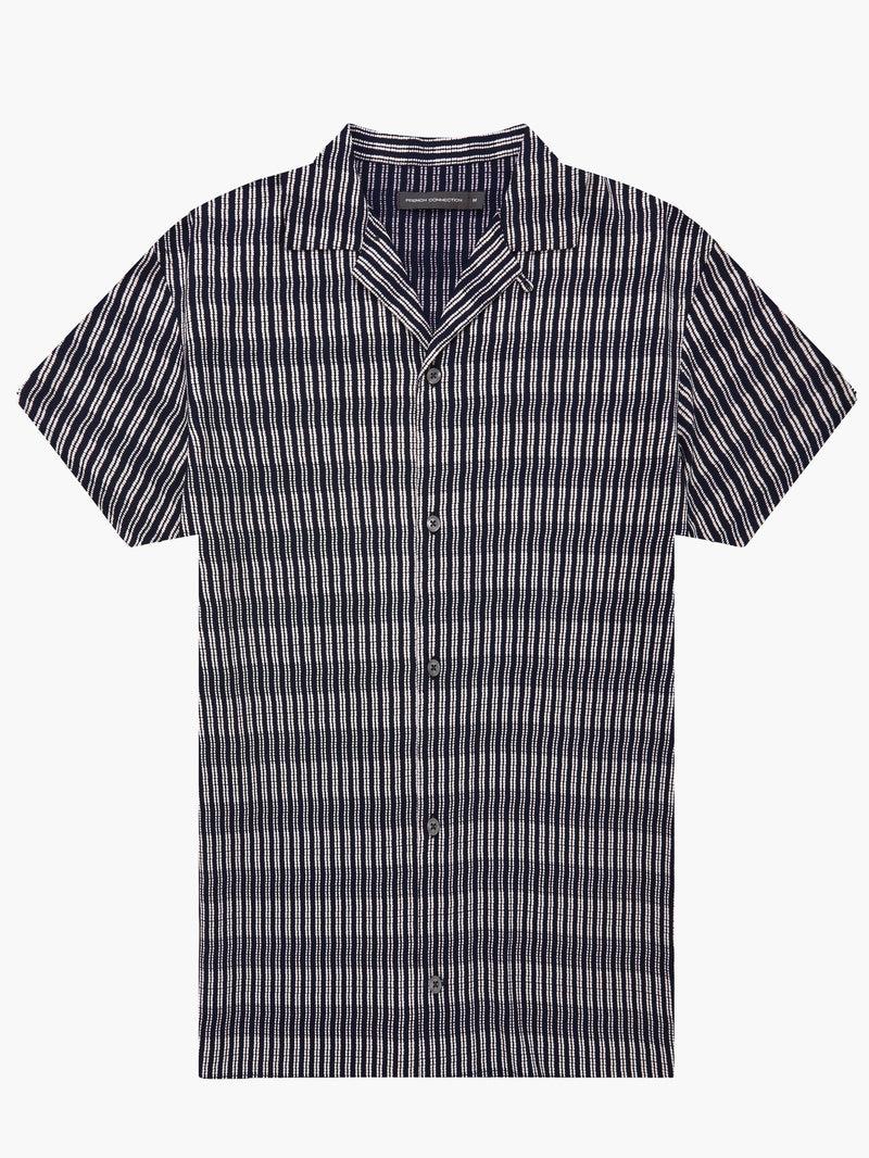 French Connection Horver Viscose Shirt Marine/Ecru