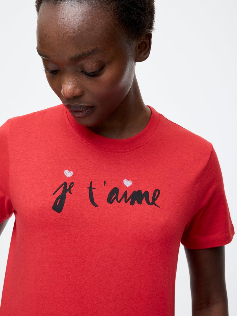 French Connection Je T'Aime Graphic T-Shirt Red