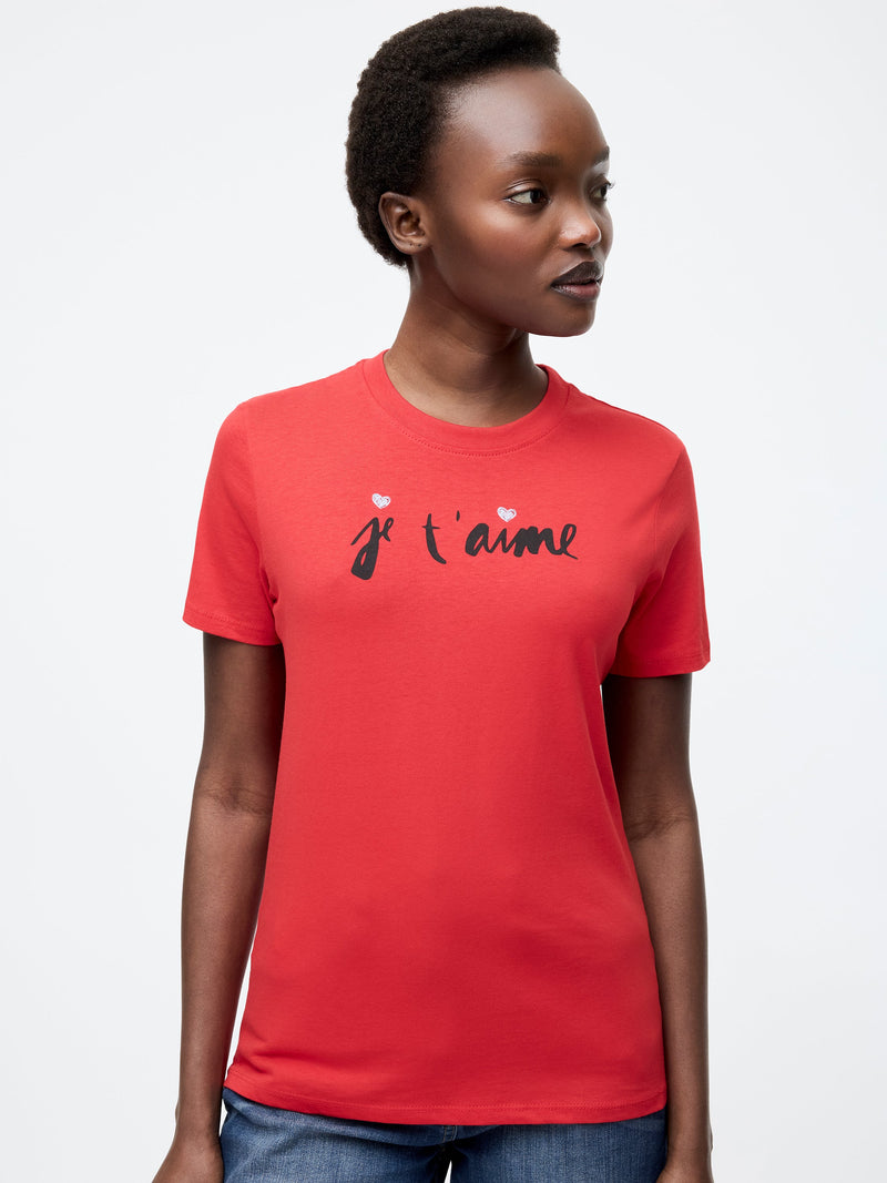 french connection Je T'Aime Graphic T-Shirt Red