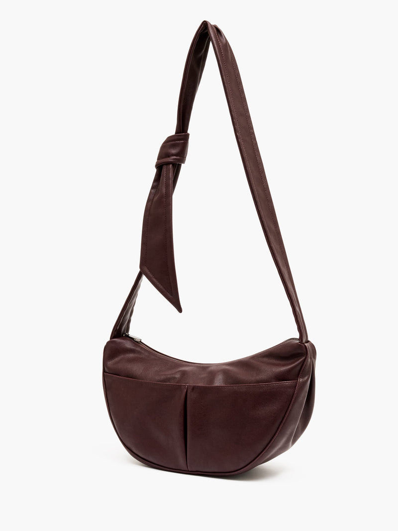 French Connection Large Banana Bag Deep Burgundy