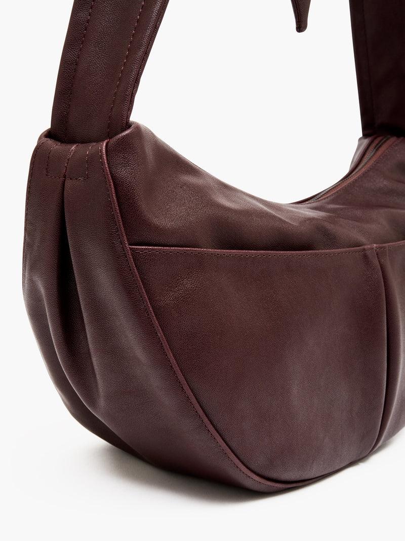 French Connection Large Banana Bag Deep Burgundy