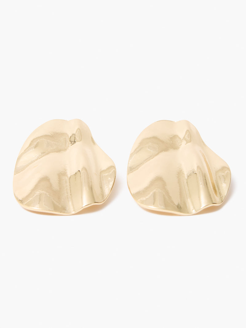 French Connection Large Pleated Oval Stud Er Gold