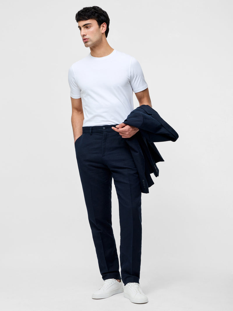 french connection Linen Suit Trousers Navy