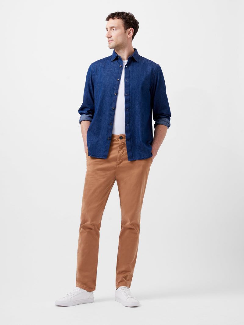 French Connection Long Sleeve Denim Shirt Mid Wash
