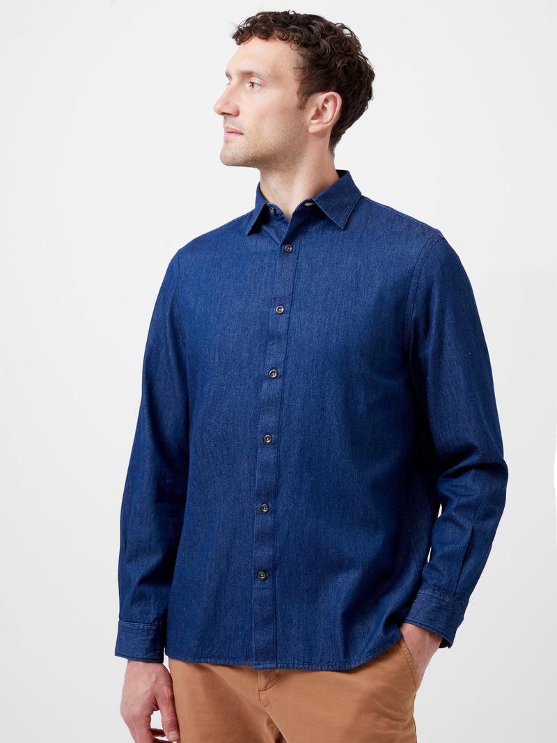 french connection Long Sleeve Denim Shirt Mid Wash