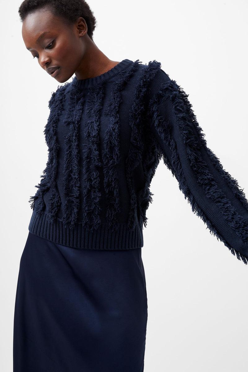 French Connection Malika Fringed Jumper Marine