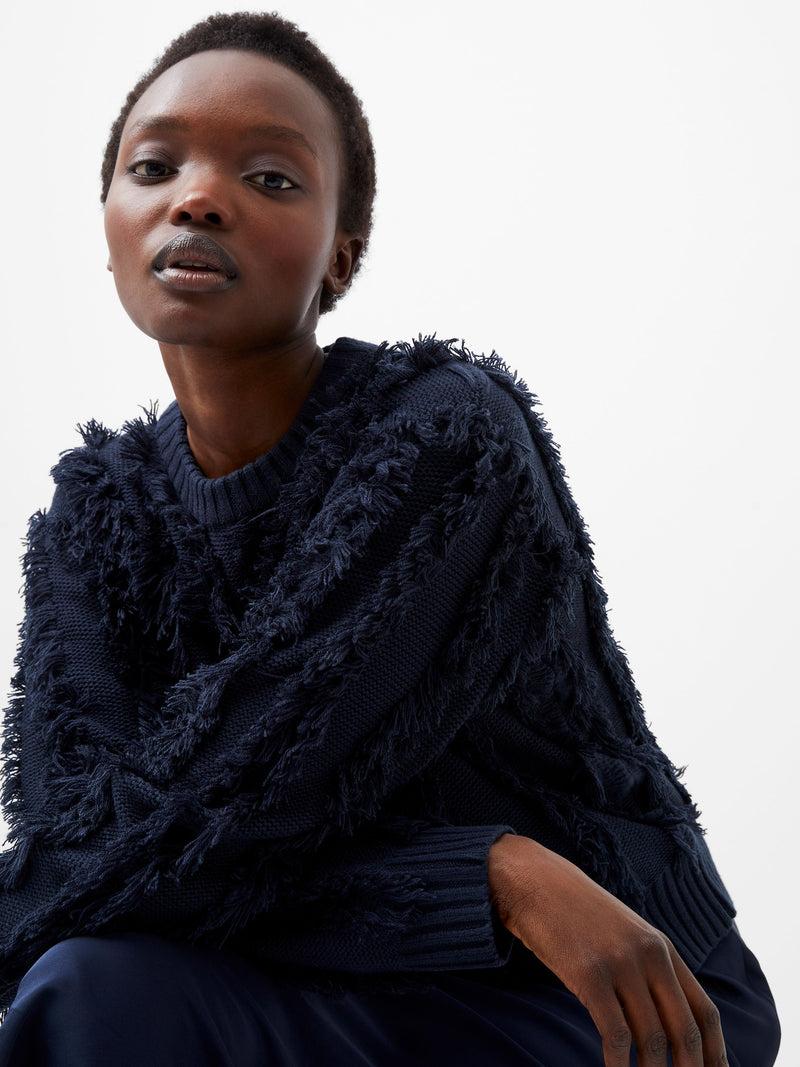 french connection Malika Fringed Jumper Marine