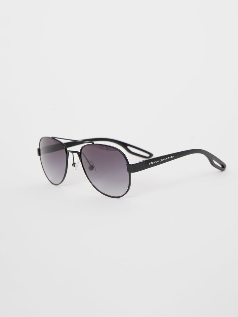 French Connection Metal D-Frame Sunglasses Black