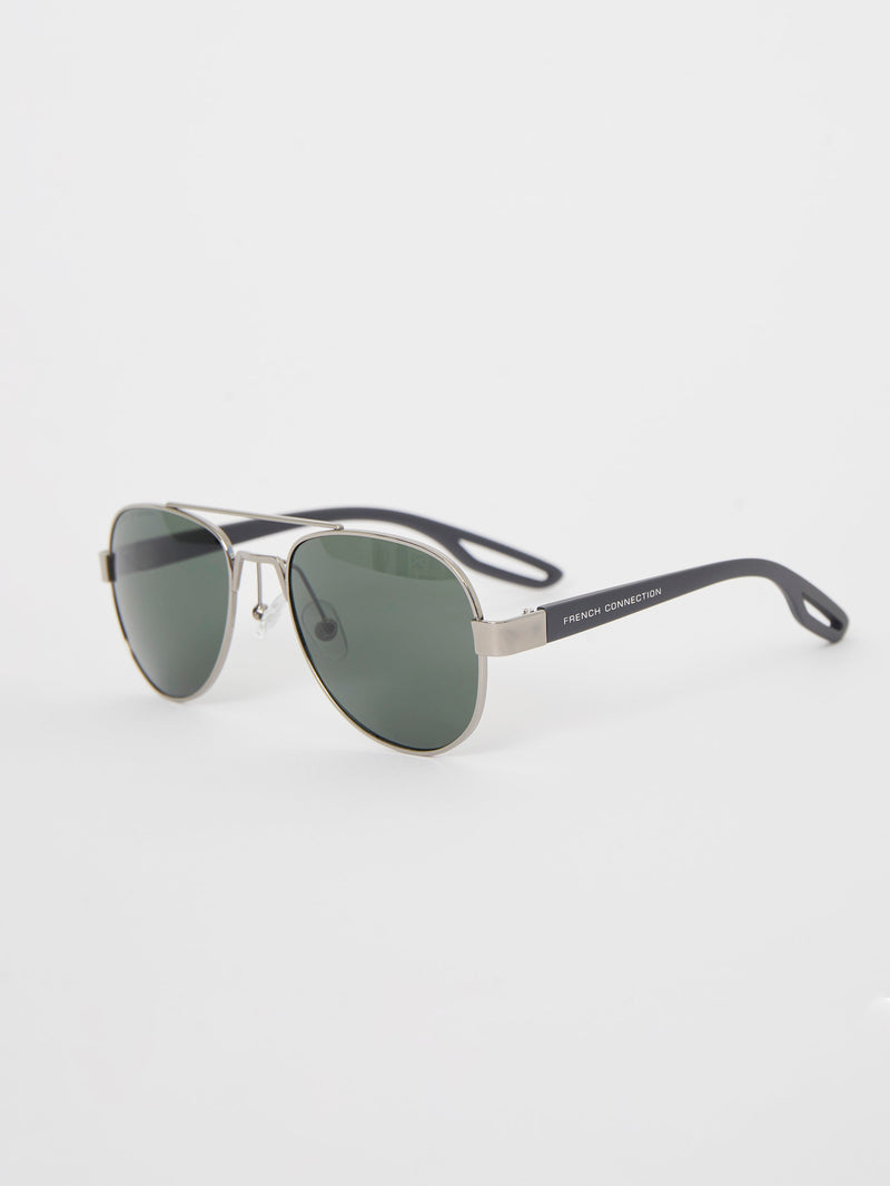 French Connection Metal D-Frame Sunglasses Silver