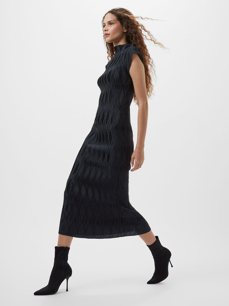 french connection Moira Pleated Dress Navy