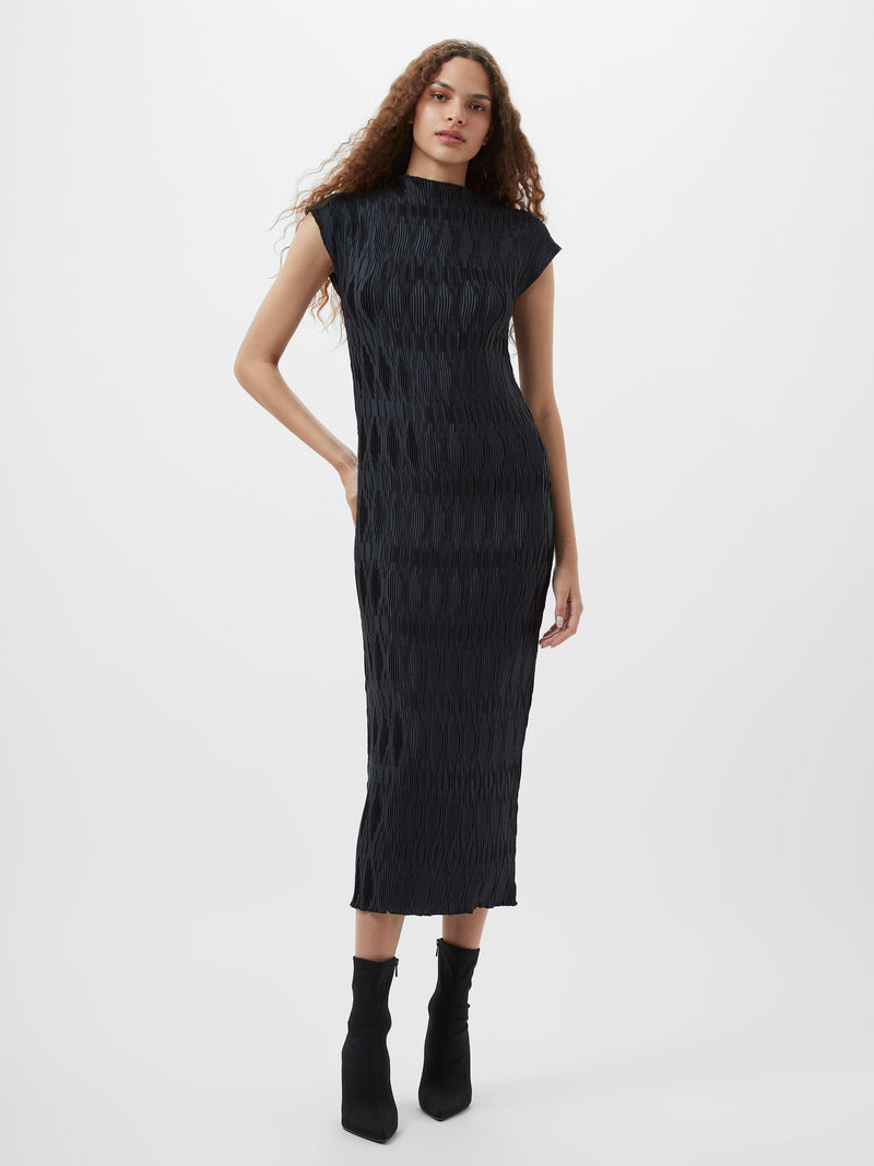 French Connection Moira Pleated Dress Navy