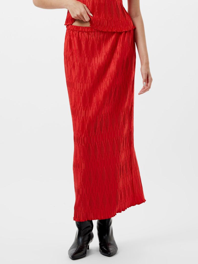 French Connection Moira Pleated Skirt Scarlet Red