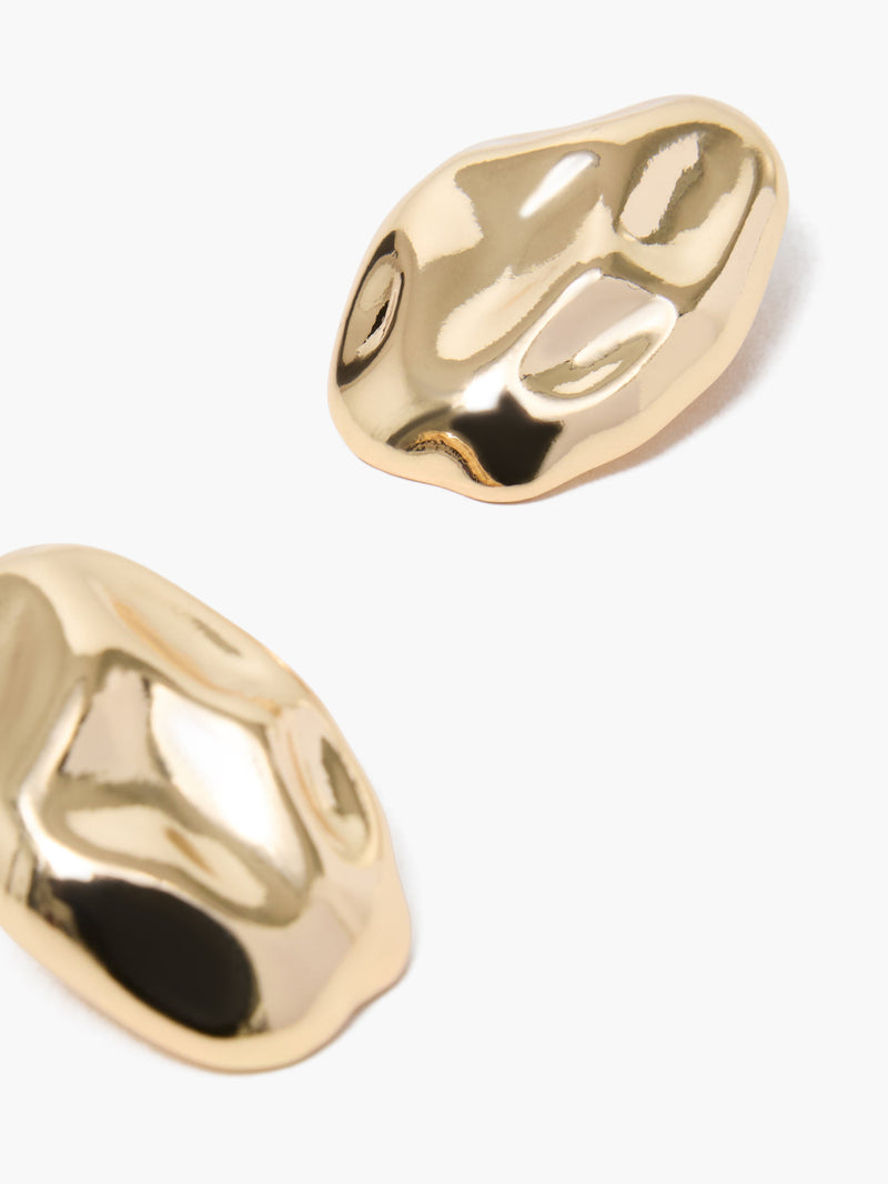 French Connection Molten Pebble Stud Earrings Gold