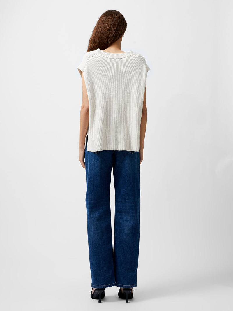 French Connection Nariko Rib Knit Vest Oatmeal Mel
