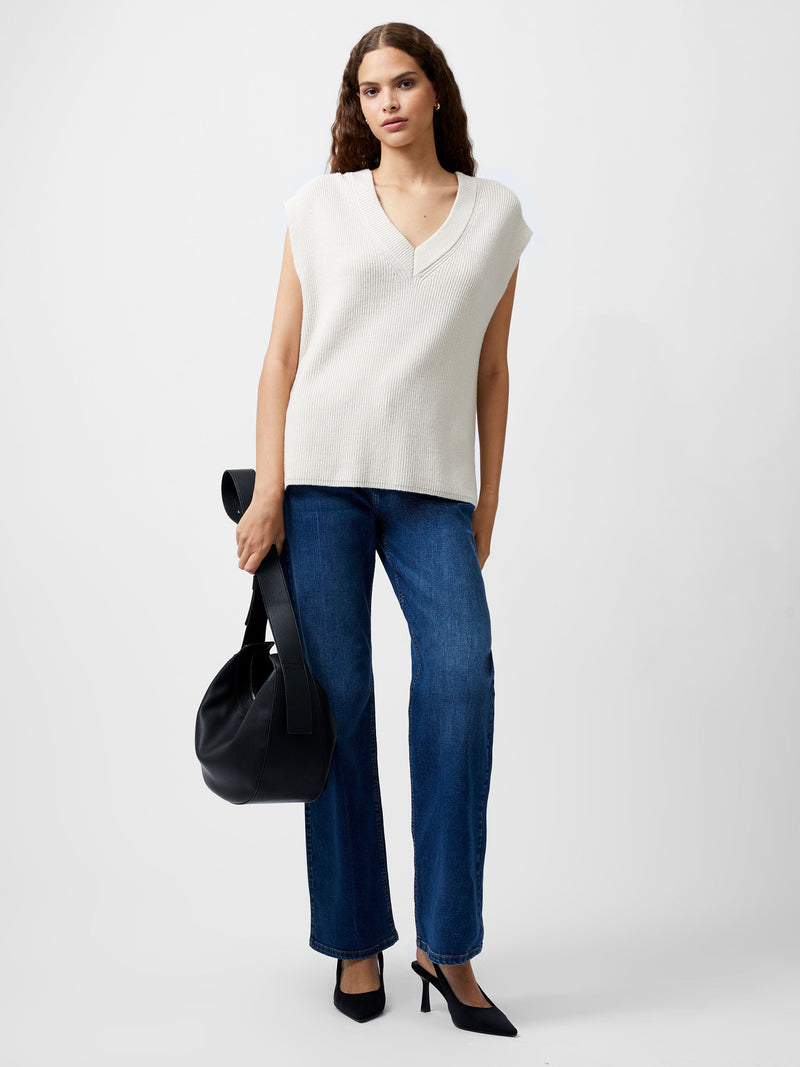 French Connection Nariko Rib Knit Vest Oatmeal Mel