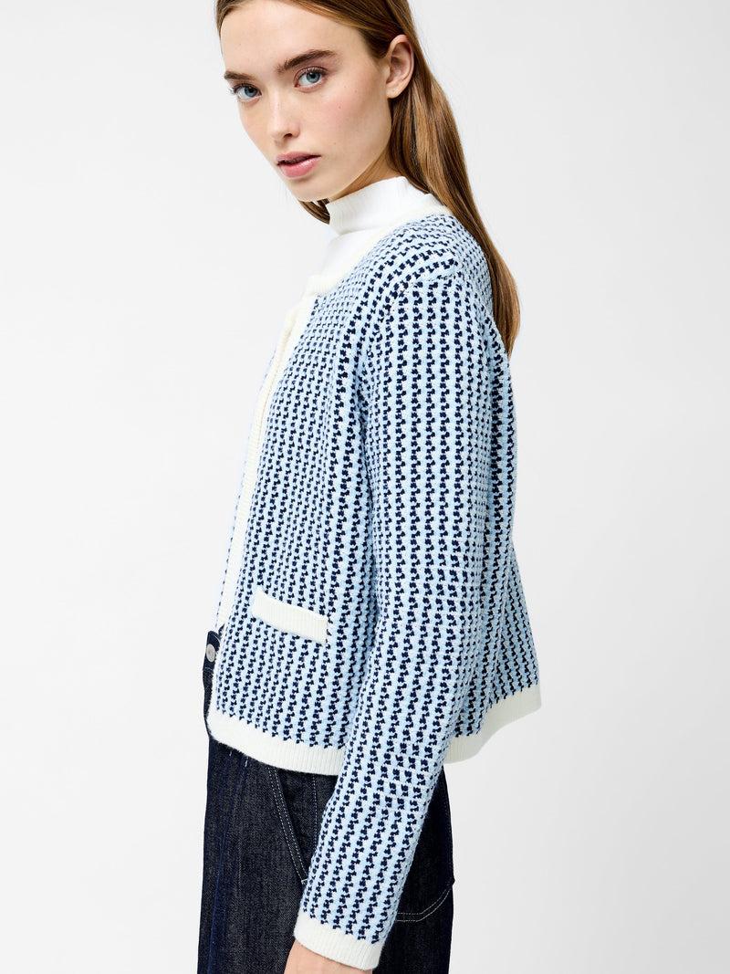 French Connection Noar Textured Knit Cardigan Blue