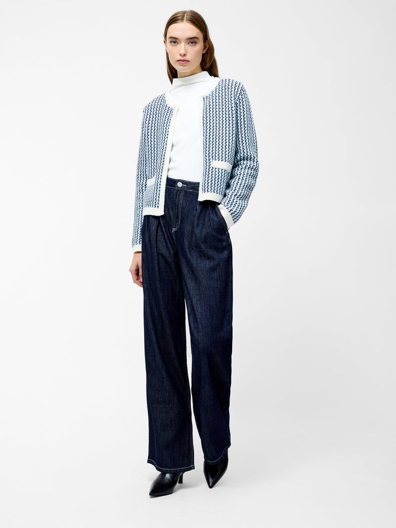 French Connection Noar Textured Knit Cardigan Blue