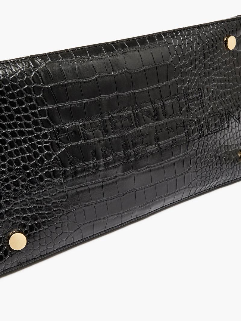 French Connection Origami Croc Tote Bag Black