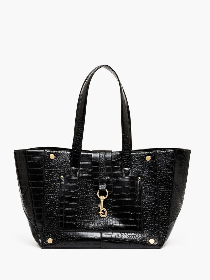 french connection Origami Croc Tote Bag Black