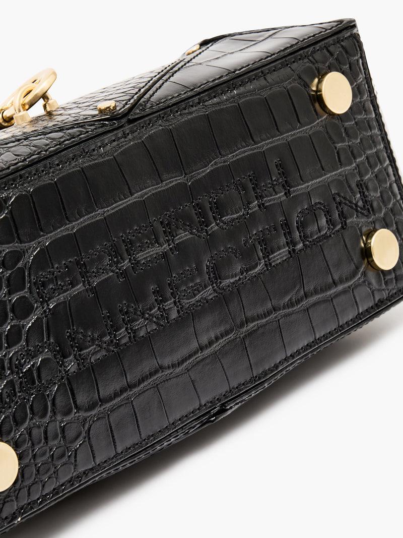 French Connection Origami Mini Croc Bag Black