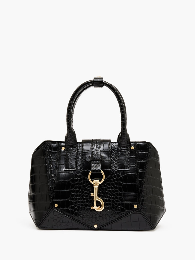 french connection Origami Mini Croc Bag Black
