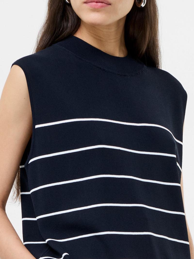 French Connection Ottie Striped Vest Navy White
