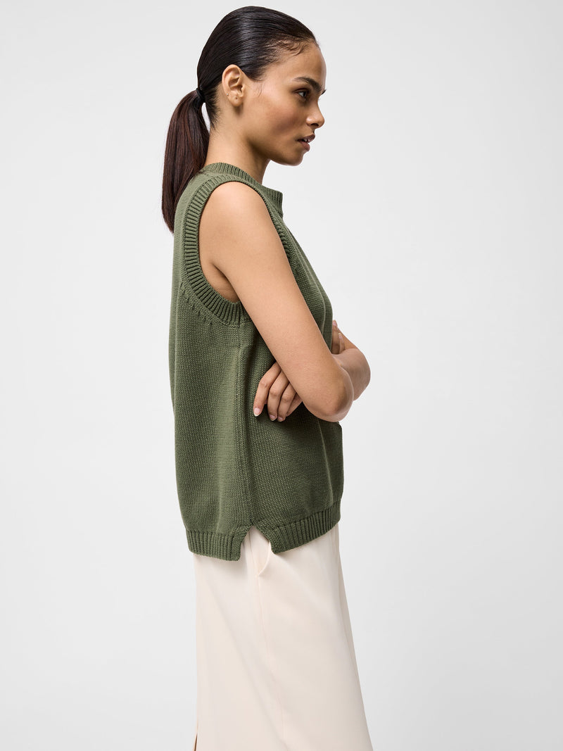 French Connection Oversized Knit Tank Khaki