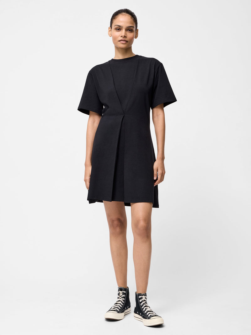 French Connection Pleat Flippy Mini Dress Black