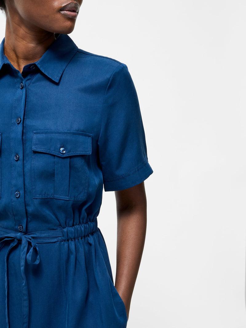 French Connection Pocket Shirt Dress Midnight Blue