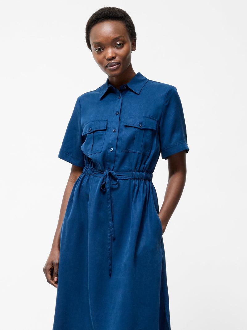 French Connection Pocket Shirt Dress Midnight Blue