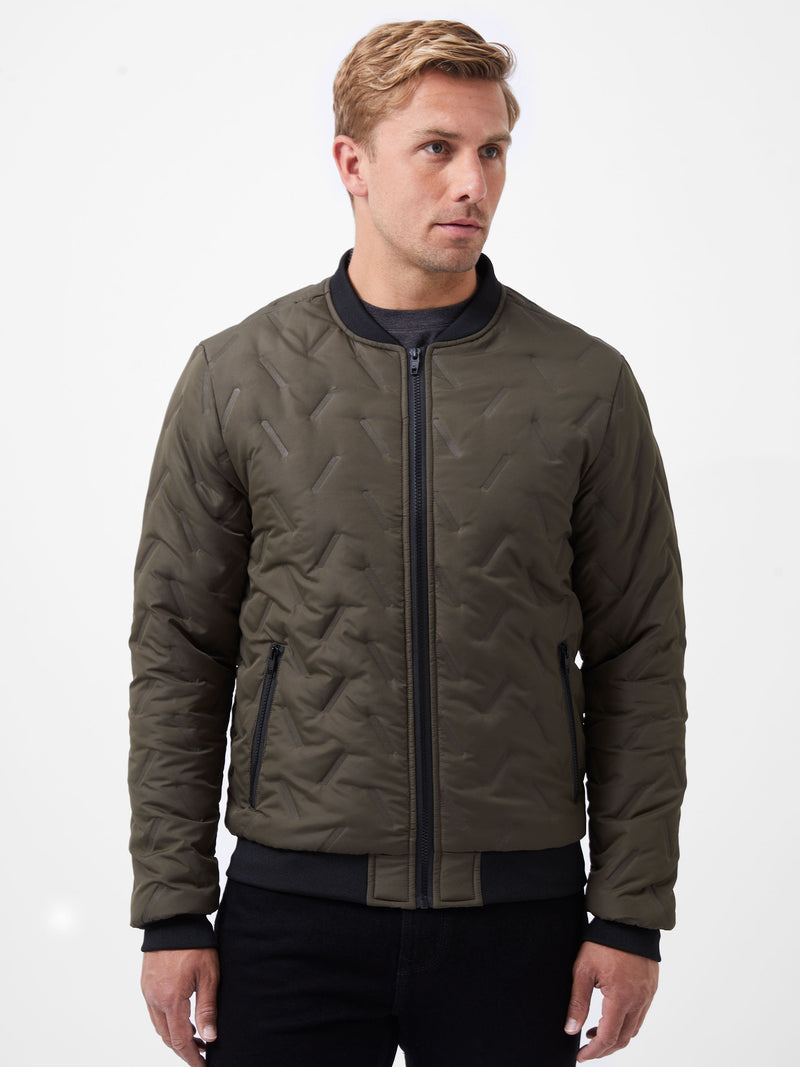French Connection Puffer Bomber Jacket Olive