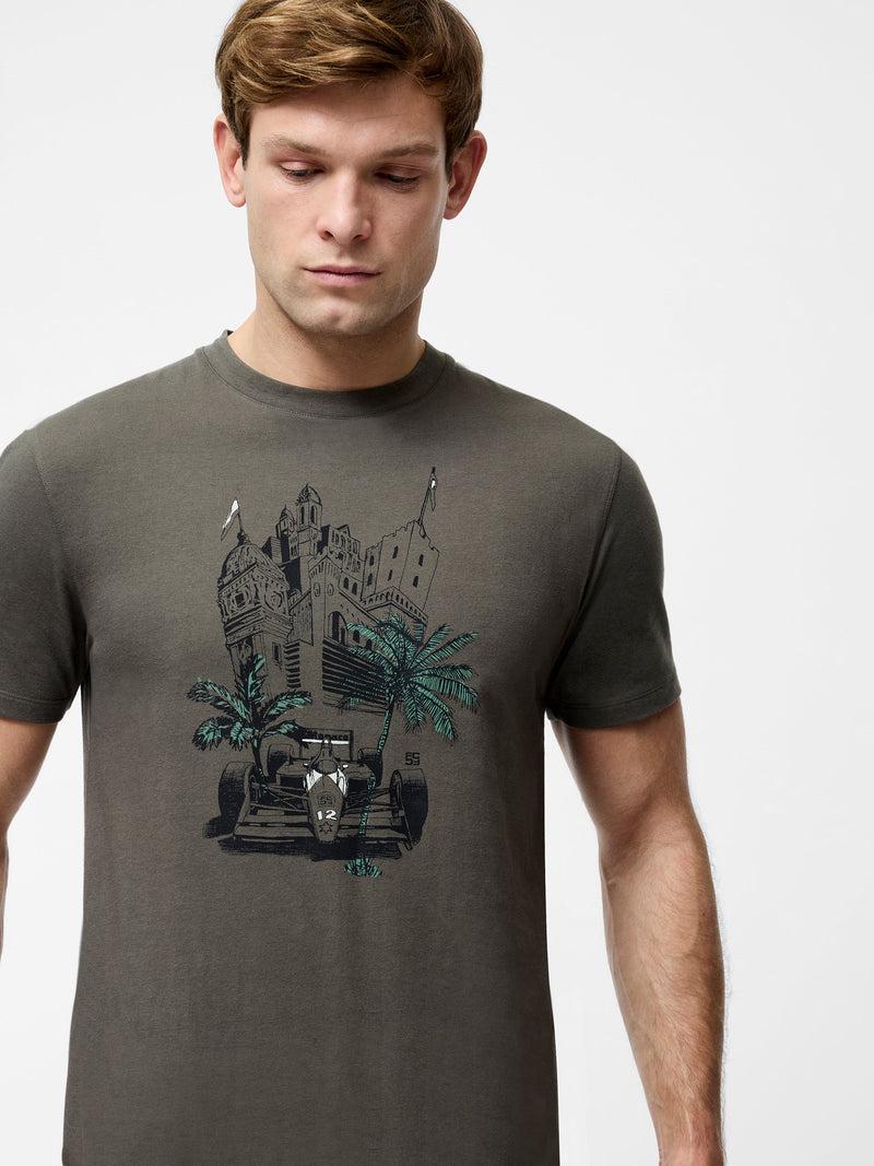 French Connection Racing Car Graphic T-Shirt Khaki