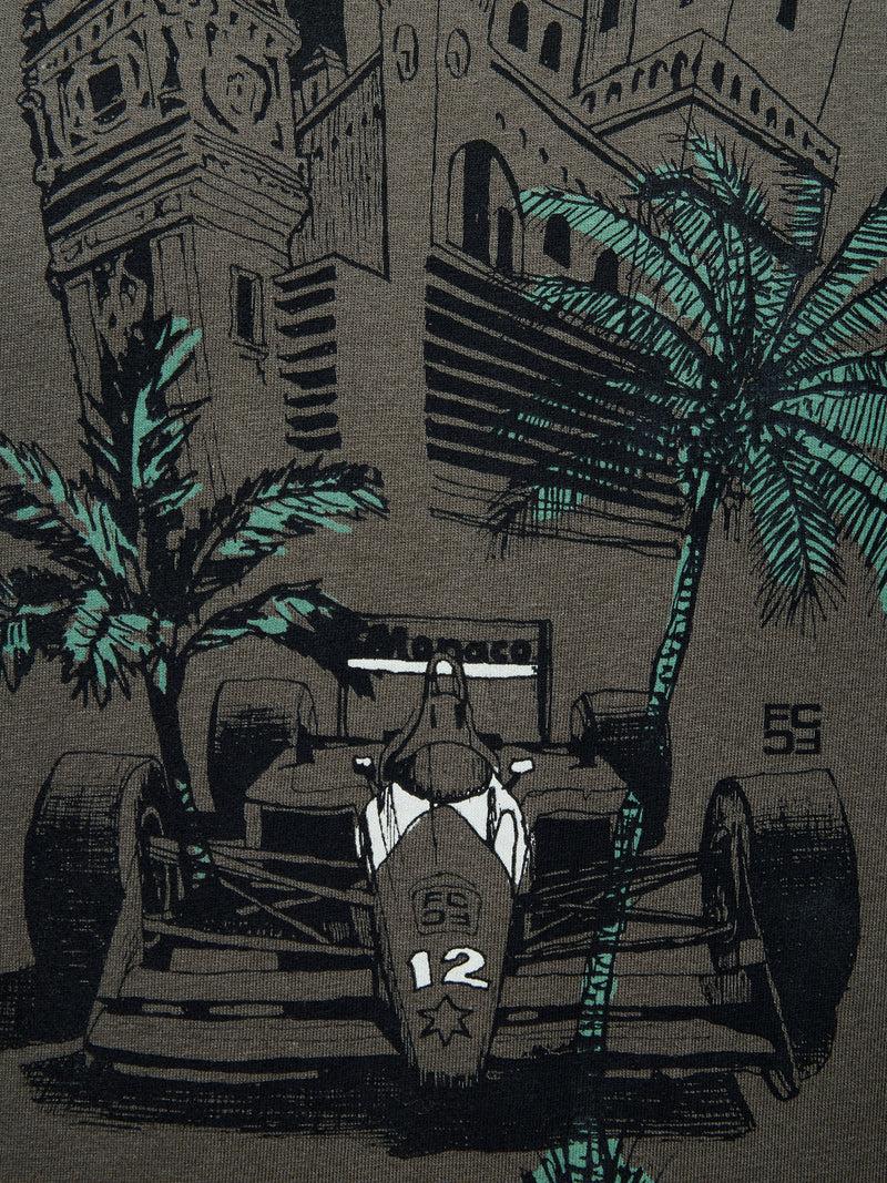 French Connection Racing Car Graphic T-Shirt Khaki