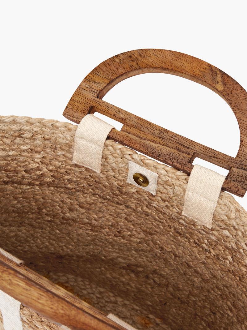 French Connection Raffia Basket Bag White