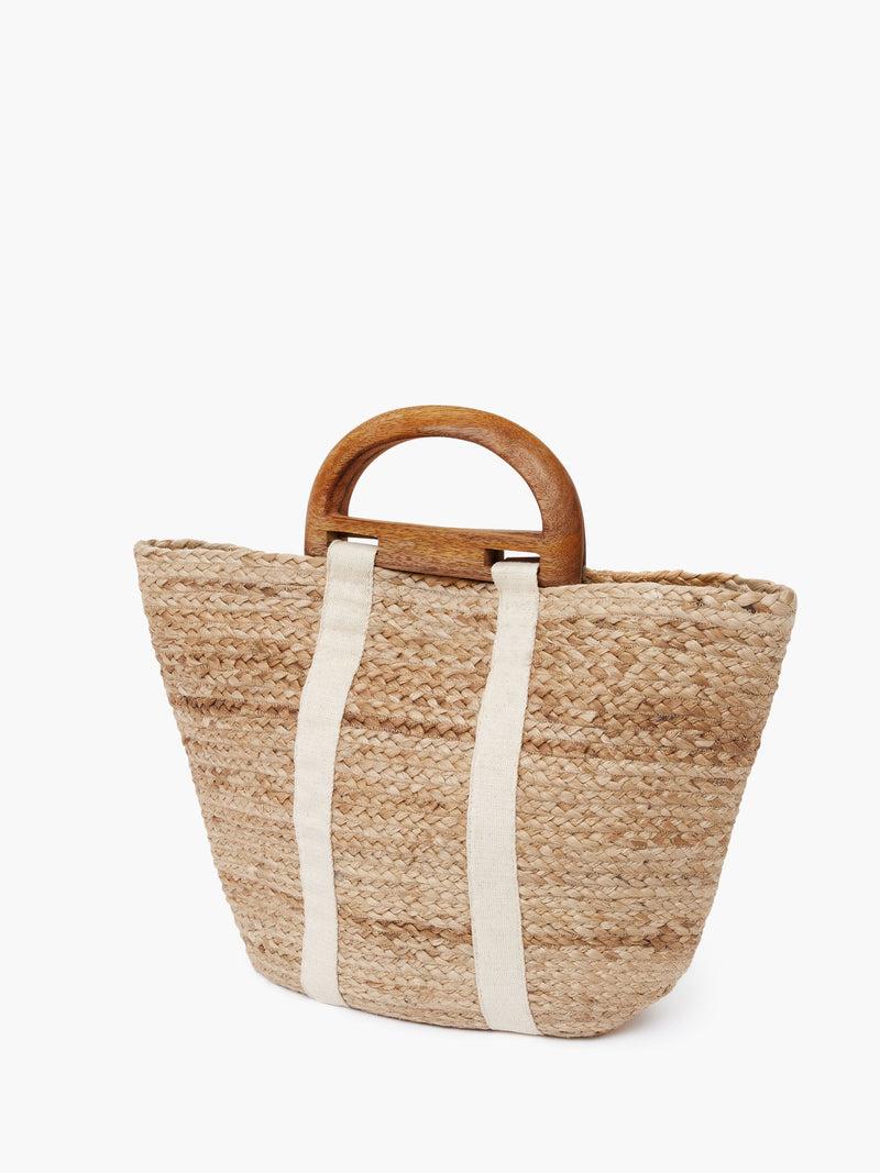French Connection Raffia Basket Bag White
