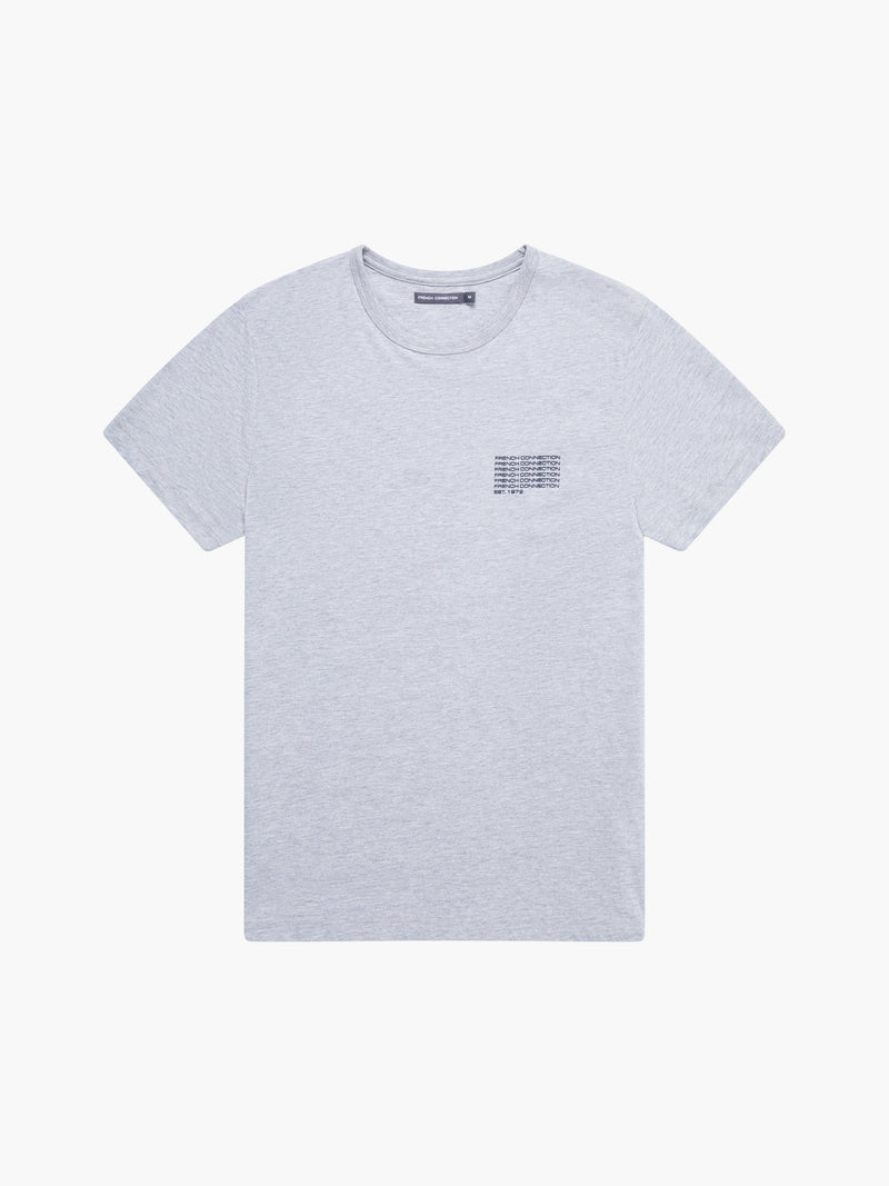 french connection French Connection Repeat Graphic T-Shirt Light Grey Mel/Marine