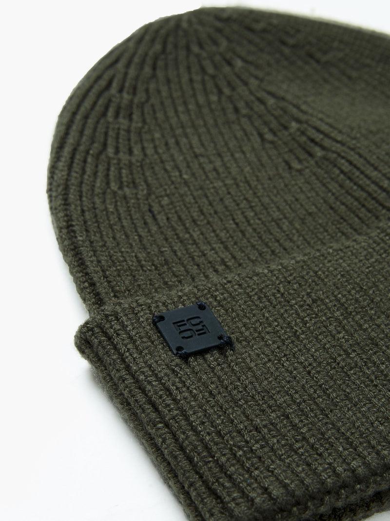 French Connection Ribbed Beanie Olive Green