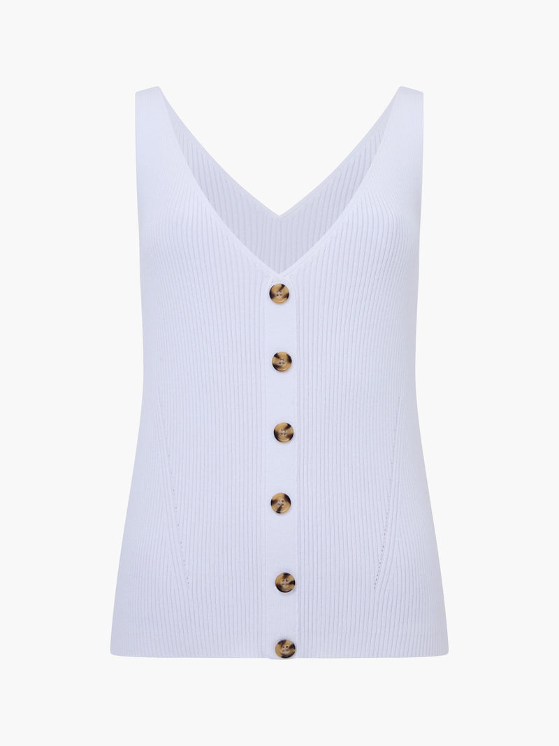 French Connection Ribbed Button Vest Summer White