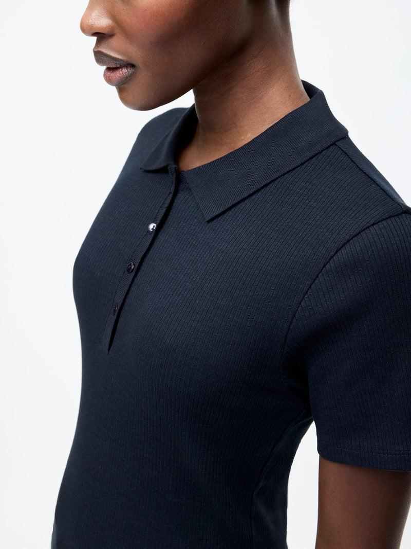 French Connection Ribbed Polo Shirt Midnight