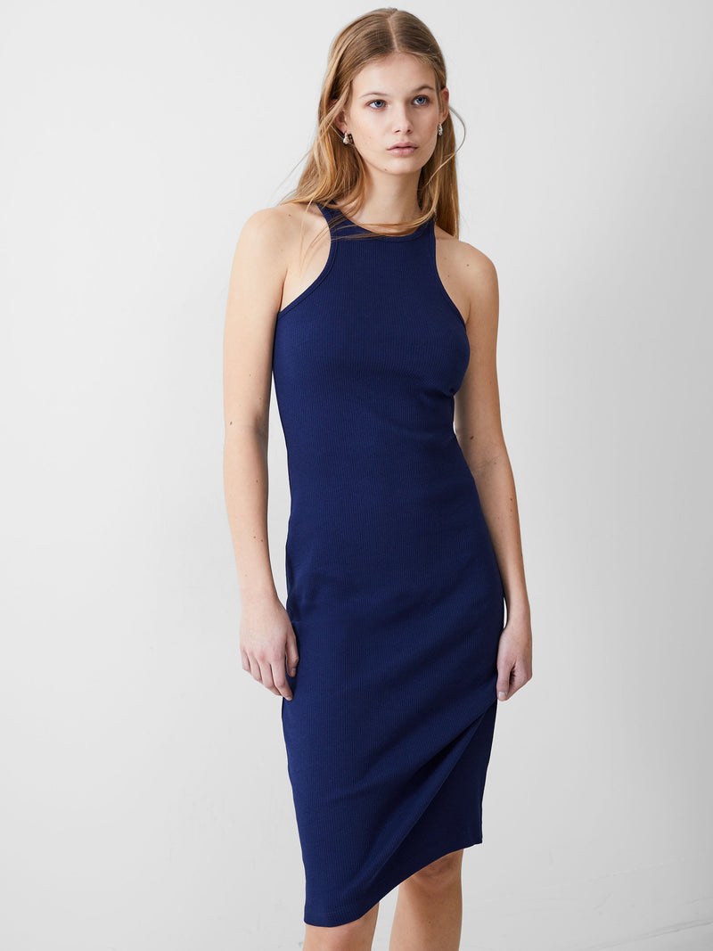 French Connection Ribbed Racer Dress Dk Navy