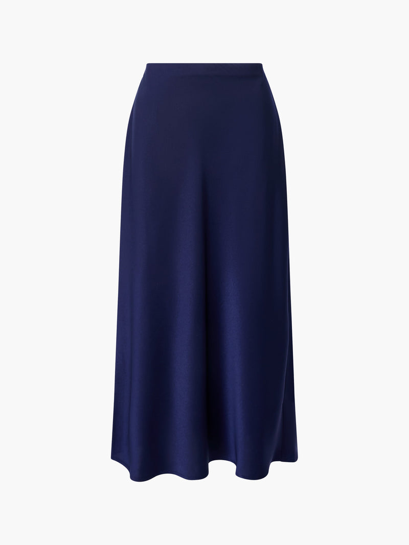 french connection Satin Midi Skirt Midnight