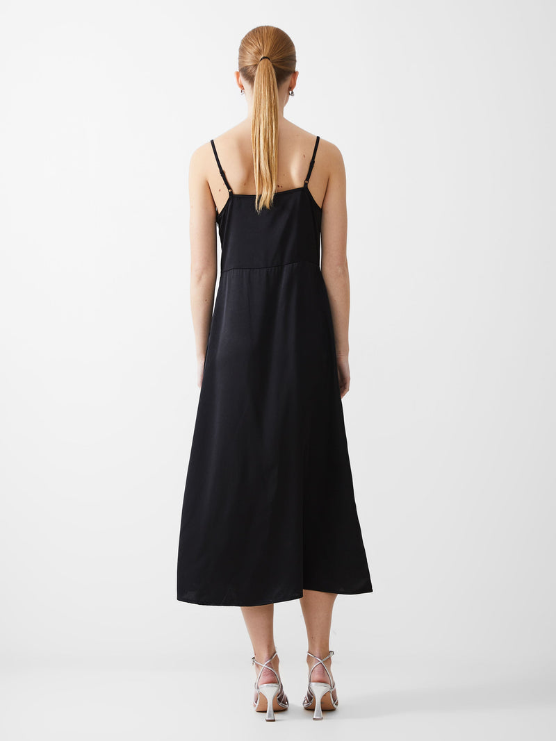 French Connection Satin Slip Dress Black