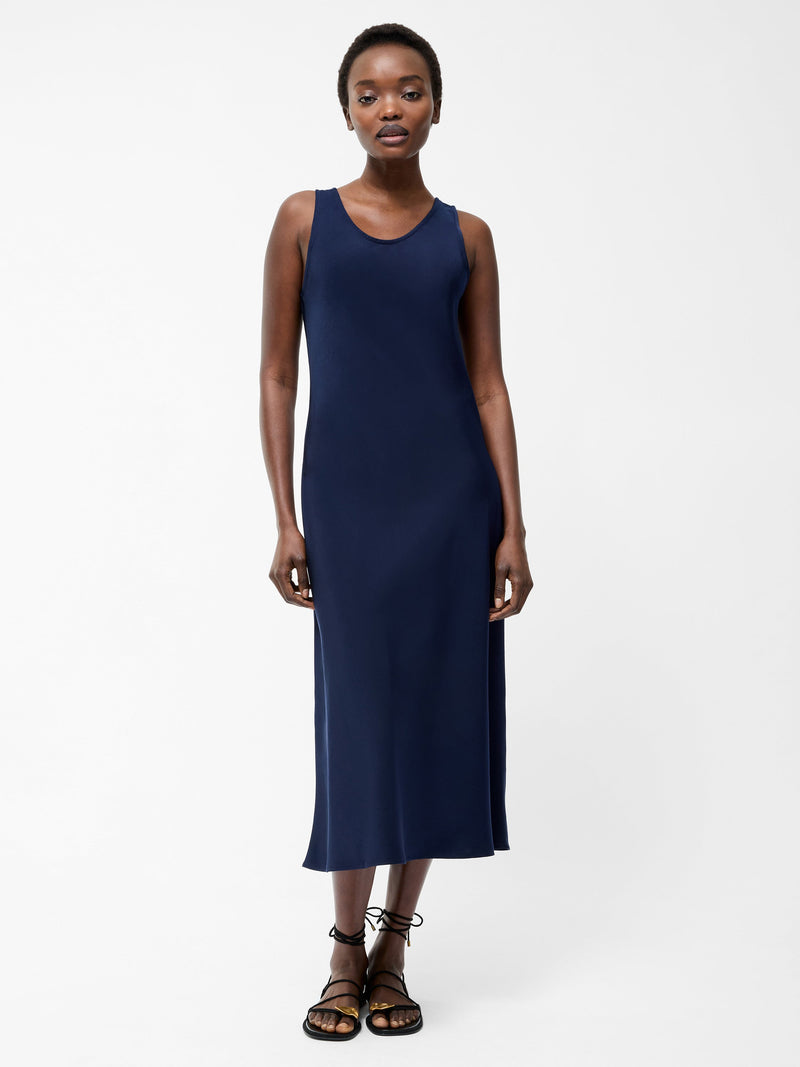 french connection Scoop Satin Slip Dress Midnight