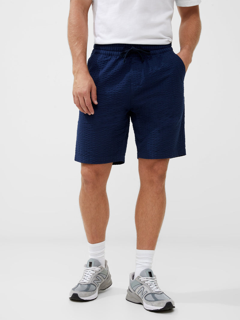 French Connection Seersucker Shorts Navy