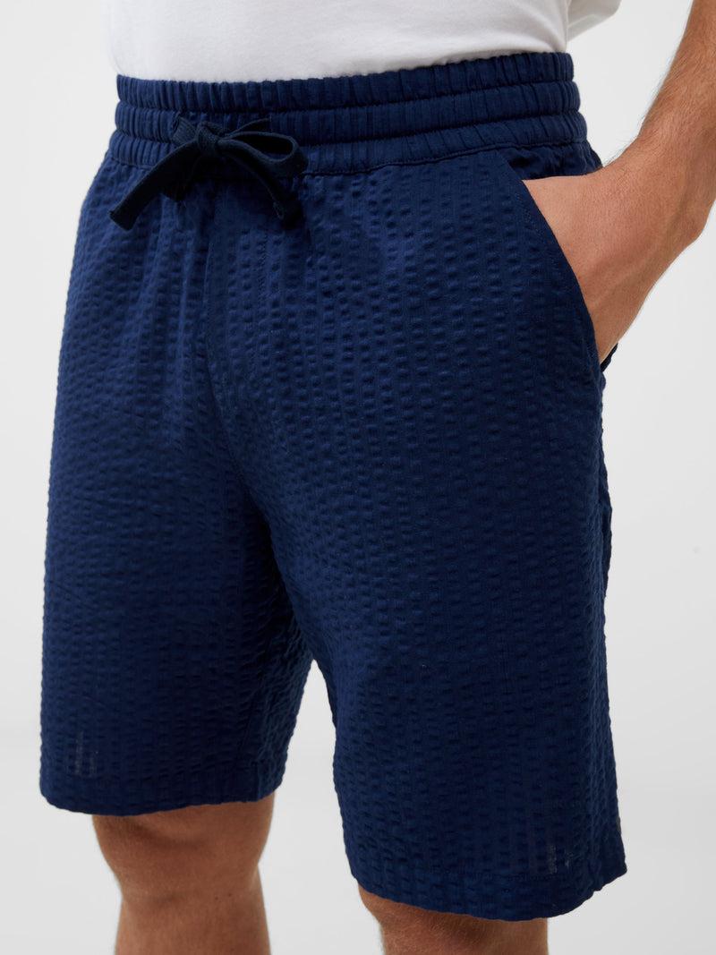 French Connection Seersucker Shorts Navy