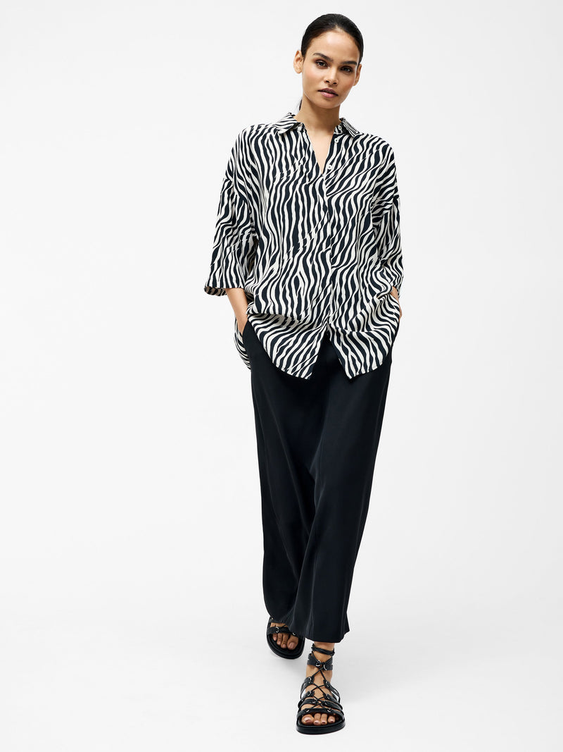 french connection Seine Shirt Black/Classic Cream