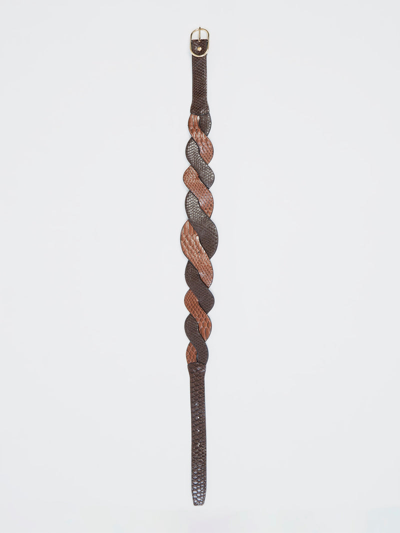 French Connection Snake Twist Belt Brown